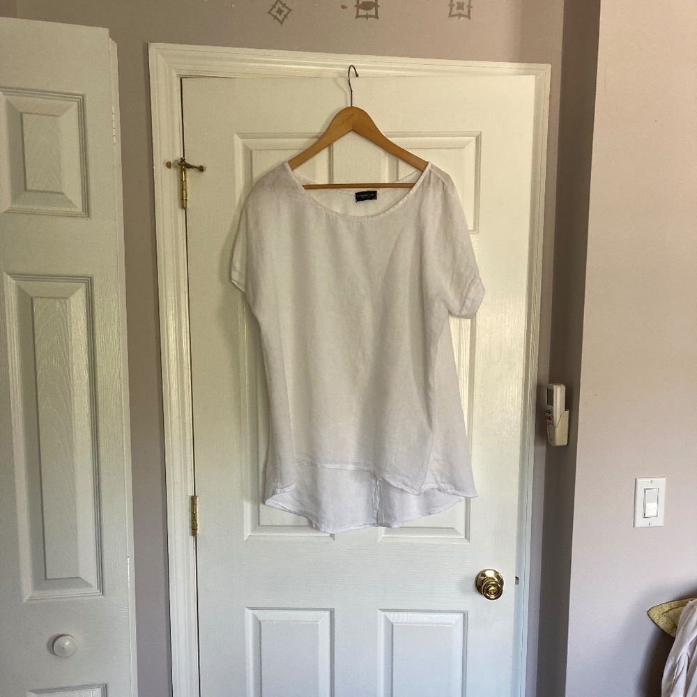 Terzo Millennio white Linen cap sleeve Tunic